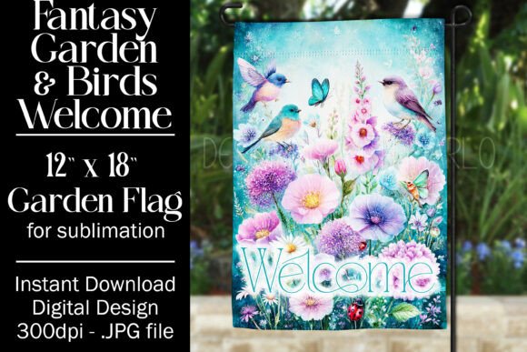 A Close Look at the Fantasy Bird Garden Flag Design