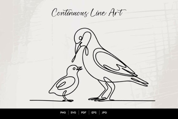 Evaluating the Mother Bird Baby Line Art for Embroidery